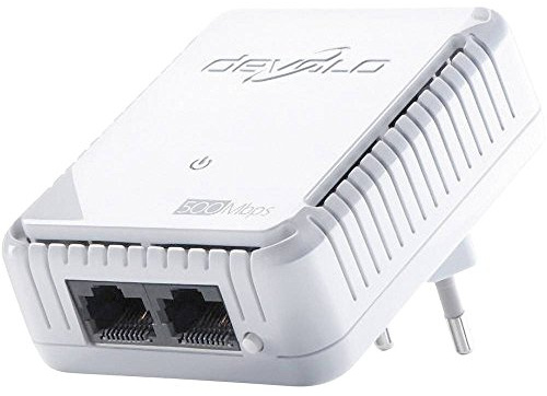 devolo dLAN 500 duo Powerline (Internet über die Steckdose, 2x LAN Ports, 1x Powerlan Adapter, PLC Netzwerkadapter) weiß