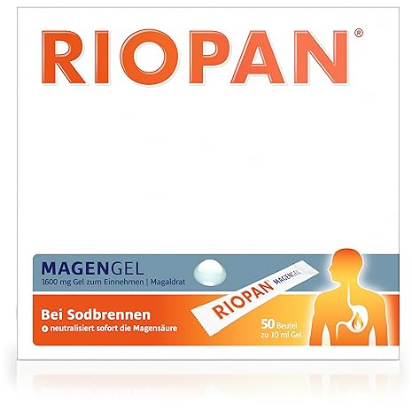 RIOPAN Magengel Sticks bei Sodbrennen, 50 Portionsbeutel | Bei säurebedingten Magenbeschwerden, saurem Aufstoßen, ohne Säure-Rebound, wirkt sofort & langanhaltend, vegan