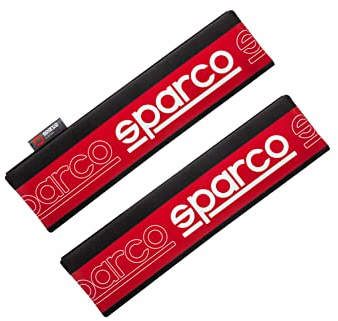 Sparco Juego de 2 Almohadillas de Cinturón Sparco SPC Negro/Rojo Universales
