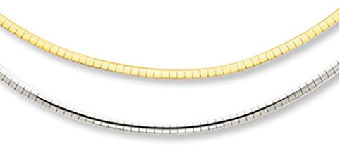 PRINS JEWELS 18 Karat / 750 Gold Beidseitig Zu Tragen Omega Halsreif zweifarbig Weißgold & Gelbgold Kette 45 cm. Damen
