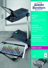 Avery Zweckform© 3559 Overhead-Folien, DIN A4, spezialbeschichtet, mit abziehbarem Sensorstreifen an der kurzen Seite, St„rke: 0,10 mm, 50 Blatt