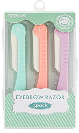 G2PLUS 3 PCS Eyebrow Razor Shaper Cheek Facial Hair Remover Peach Fuzz Shaver Women's Trimmer Shaving Grooming Kit