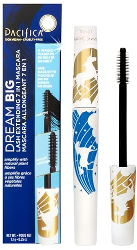 Pacifica Dream Big Mascara – Black Magic 7-in-1 Lash Extending Mascara, Twist-Adjust Brush for Length & Volume, Lash Serum Infused, Vegan Ophthalmologist tested