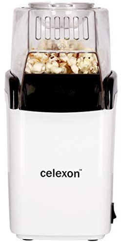 celexon CinePop CP150 Heißluft Popcornmaschine Weiß | kleiner Popcorn Maker zum befüllen mit Mais | einfache Zubereitung zunächst fettarm & öl‑frei