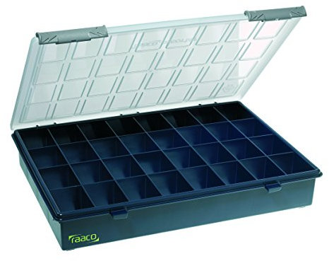 raaco Assorter 4-32: Boîte de Rangement pour Atelier avec 32 Compartiments Fixes, Stockage Sécurisé, Portable, 26 x 33.8 x 5.7 cm, Boîte à Outils, Caisse à Outils