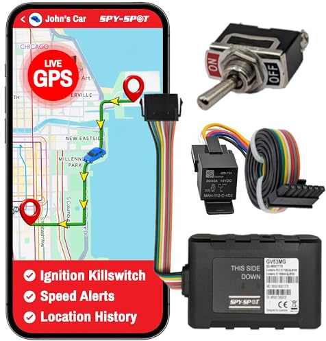 Spy Spot GV53MG 4G LTE GPS Vehicle Tracker with Remote Starter Disable Kill Switch, Real-Time Tracking & Geo-Fence Alerts, 6-Month History, US CA MX Coverage, SIM Included, Subscription Required