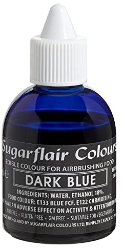 Sugarflair Airbrush Colouring Lebensmittelfarbe Dark Blue - Essbare Lebensmittel Farbe Flüssig, Airbrush-Farbe für Kuchen, Cupcakes, Zuckerguss und Kuchendekorationen - 60ml