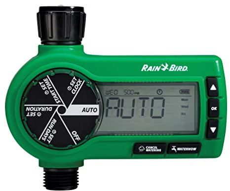 Rain Bird 1ZEHTMR Professional Grade Electronic Digital Hose End Timer/Controller, One Zone/Station, Battery Operated, Green/Black/White