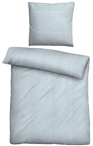 biberna Bed Linen Set with Pillowcase Cotton Seersucker, lightblue, 1x 135x200 cm + 1x 80x80 cm