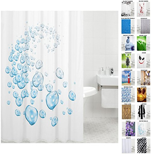 Sanilo Duschvorhang, viele schöne Duschvorhänge zur Auswahl, hochwertige Qualität, inkl. 12 Ringe, wasserdicht, Anti-Schimmel-Effekt (Wasserblasen)