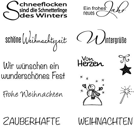 Clear Stamp Weihnachten/Winter, 96,5x91x3,2mm, 12 Stück