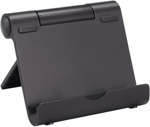 Adjustable Tablet Stand (5-13) – Multi-Angle Foldable Desk Holder for iPad Mini, Surface Pro, Tab, E-Book Readers, Smartphones & More – Portable Stand for Video Calls, Reading & Work (Black)