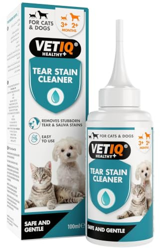 VETIQ Cat & Dog Tear Stain Remover for Tears & Saliva Stains (100ml) | Dissolves & Removes Stubborn Tear & Saliva Stains. Easy to Use, Safe, Gentle & Non-Irritating Formula