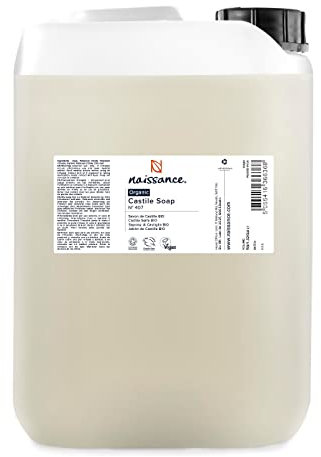 Naissance Savon de Castille Liquide BIO (No. 407) - 5 litres - Pure, Naturel et sans parfum - Végan, Sans SLS, SLES - Pour Cheveux, Corps, Visage, Cosmétique
