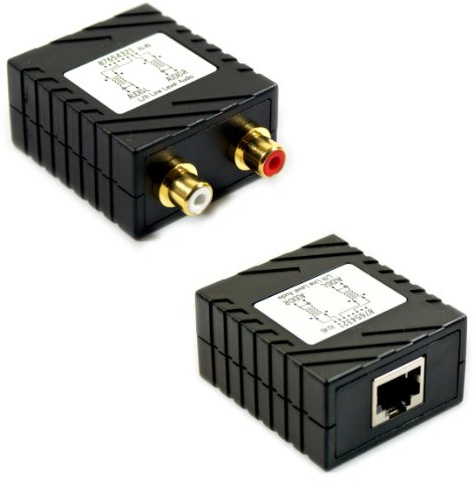 2 RCA audio device – Cavo Cat5 Extender balun 300 m – Long Distance