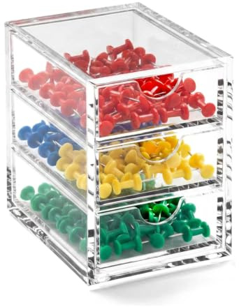 Osco A3274 Magazin mit 3 Schubladen aus klarem Acryl, XS, durchsichtig
