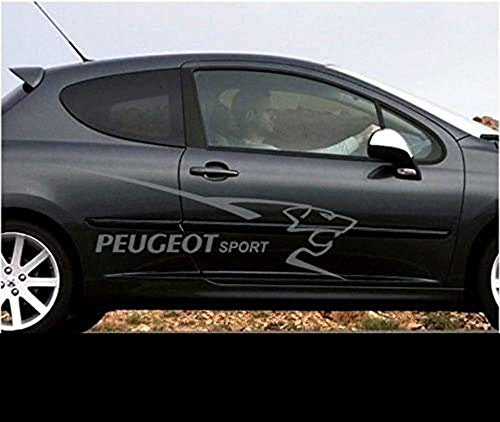 myrockshirt 2 x PeugeotLogo Löwe +Schriftzug 100 cm Aufkleber Autoaufkleber Auto Tuning Sticker Aufkleber mit Montage Set inkl. Estrellina-Montage-Rakel® & „Estrellina-Glücksaufkleber®“