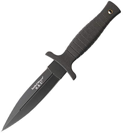 Smith & Wesson Herren Messer Stiefelmesser Schwarze Lederscheide mit Metall-Clip Gesamtlänge: 22.9 cm, 22,9cm