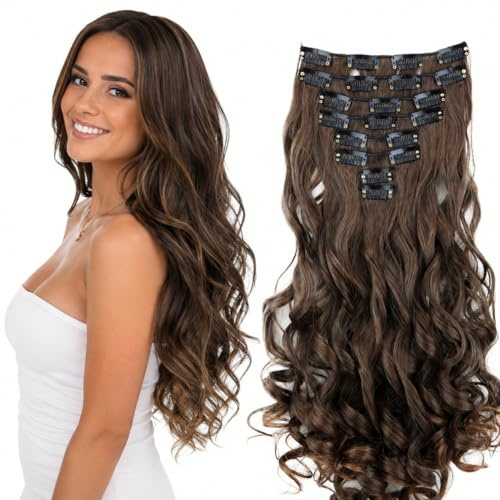 CAISHA XXL 8er 45cm CLIP IN EXTENSIONS Haarverlängerung Braun Mix CES12-1