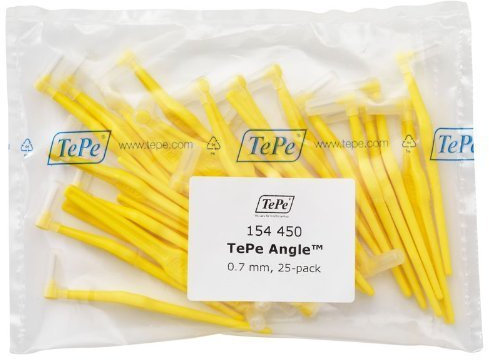 TePe Interdental Brush Angle - Yellow 0.7mm 25 pack by TePe Munhygienprodukter AB, Sweden