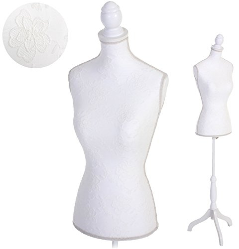 Mendler Schneiderpuppe T220, Schaumstoff - Weiß mit Spitze | Schaufensterpuppe, Torso weiblich