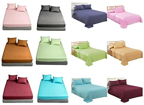 Voice7 3pc Flannelette Sheets Set (Fitted Sheet, Flat Sheet, One Pillowcase) Flannel 100% Brushed Cotton Bedding Set (Grey, Single Bed)