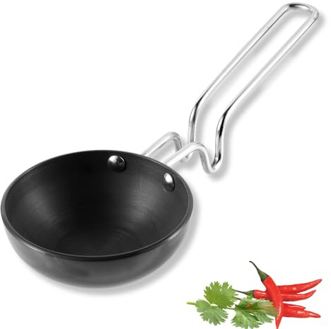 Vinod Hard Anodized 3.25mm Thick Tadka Spice Heating Pan, Large, Black
