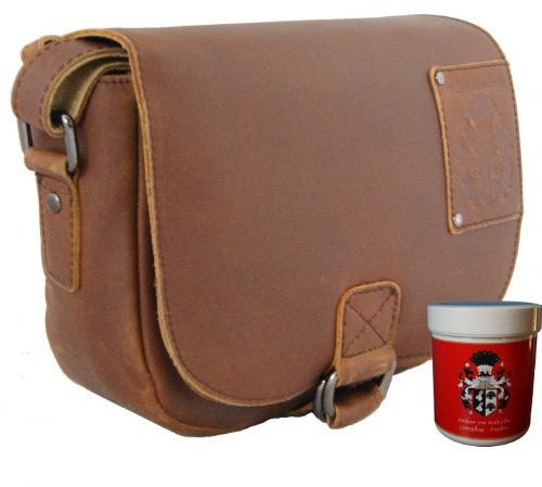 Freiherr von Maltzahn Schultertasche, Handtasche, Satteltasche Artemis aus braunem Leder, inkl. Lederpflege