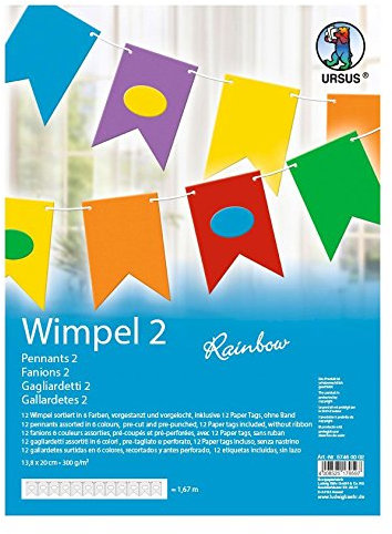 Ursus 57460002 - Wimpel 2 Rainbow, Fotokarton, Selbstgestalten, Länge 1.67 m, bunt