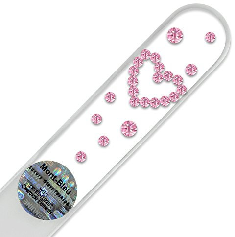 Glasnagelfeile von Hand dekoriert mit Swarovski Elements, geliefert in einer Hülle aus schwarzem Samt - Echtem gehärteten Glas aus Tschechien