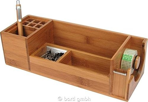 Bartl 111089 Schreibtischständer L mit Klebefilm-Abroller Bambus/Alu Bamboo Office Line