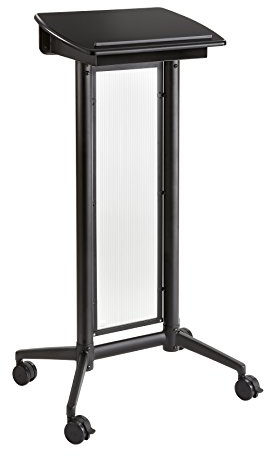 Safco 8912BL Mobile Lectern with Stoarge, Ideal for Office and Classroom Presentations, 4 Locking Wheels, Black