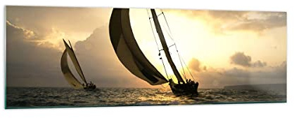 Quadri Moderni su Vetro 160x50 cm Stampe da Parete Paesaggi Marino - 3158
