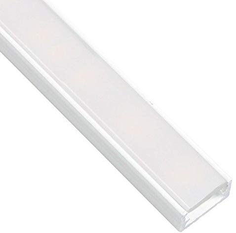 PROFILO IN ALLUMINIO COLORE BIANCO DL1407 BARRE DA 2 MT PER STRISCE A LED CON COVER A SCELTA TAPPI E GANCI DI MONTAGGIO INCLUSI (COVER OPACA, 5 BARRE DA 2 METRI)