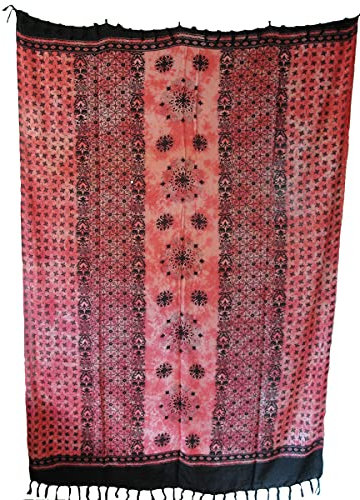 Sarong Pareo Wickelrock Strandtuch Tuch zum Binden Keltisches Blumenmuster Rosa Rot/große Auswahl schönste Farben/Sauna-Tuch Wickelkleid Schal Wickeltuch Freizeitmode Sommermode/100% Viskose