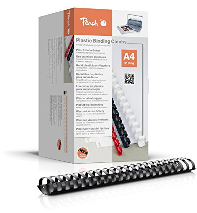 Peach PB450-02 - Dorsi in plastica, formato A4, 50 mm, 500 fogli, 50 pezzi, colore nero