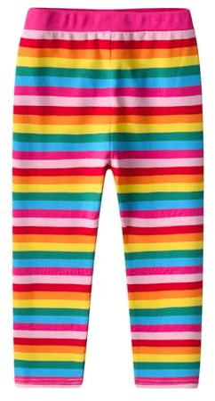 VIKITA Barn Flickor Bomull Regnbåge Ränder Full Längd Vår Sommar Byxor Leggings