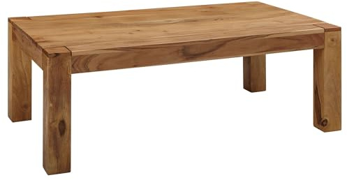 Wohnling Couchtisch Mumbai Massiv-Holz Akazie 110 cm breit Wohnzimmer-Tisch Design Natur-Produkt Landhaus-Stil Beistelltisch