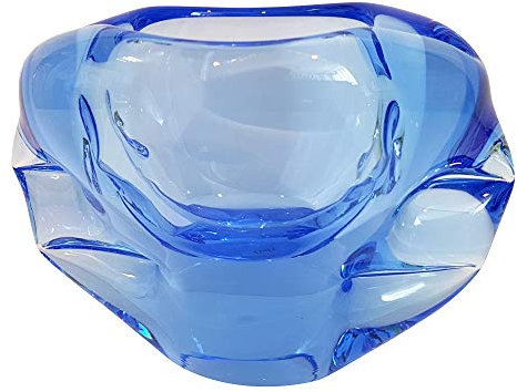 Oberstdorfer Glashütte Posacenere in Vetro colorato, Portacenere di Cristallo Blu Transparente, Decorativa, soffiato con la Bocca, Ciotola di Vetro Decorativo, Larghezza 15 cm, Progettato e Prodotto