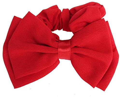 JUSTFOX - Schleife Haargummis in Rot, Schleifen Gummibänder Pferdeschwanzhalter, Dünnes Band für Cheer Cheerleading Head Styling Zubehör für Mädchen und Frauen