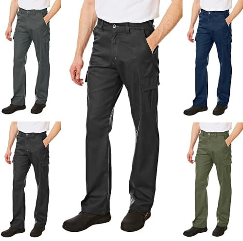Lee Cooper Men's Classic Multi Pocket Cargo Work Trouser Easy care Safety Pant, Black, 34W / 31L