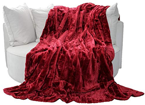 Brandsseller Felldecke, Hochwertige Kuscheldecke, Decke, Wohndecke, Nerzdecke, Plaid, Webpelzdecke, Tagesdecke (180 x 220 cm, Rot)
