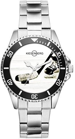 KIESENBERG Eishockey Fan Uhr – sportliche Armbanduhr mit Eishockeyschläger und Puck – stilvolle Damen-& Herren-Uhr - Geschenkidee für Wintersport Fans –1996