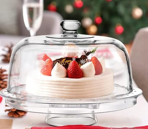 Modern 6 IN 1 Design Multifunctional Cake Stand & Dome Plastic Cover Multi Purpose Salad Bowl | Quality Products by Denny International®