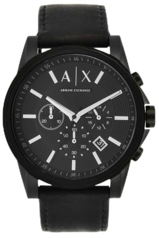 Armani Exchange Watch for Men, Quarz-Chronographenwerk und 45mm Gehäusegröße mit Lederarmband