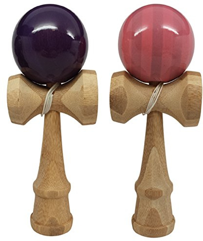 KENDAMA TOY CO. | 2 Pack | Competition Pro Kendama Full Size | Solid Wood Ball and Cup Coordination Toy | Pink and Purple Bundle