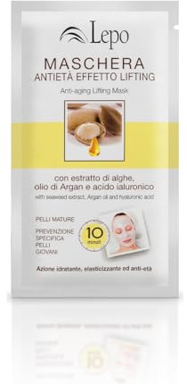 LEPO | Maschera Anti-Età Effetto Lifting 15 ml con Estratto di Alghe, Olio di Argan e Acido Ialuronico, Ridona Giovinezza e Tonicità alla Tua Pelle