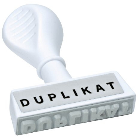 WEDO 19314 Lagertext Stempel DUPLIKAT, Kunststoff, Abdruckbreite ca. 45 mm, Schrifthöhe 5,5 mm, ergonomischer Griff, weiß