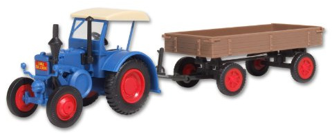 Kibri LANZ Traktor mit Gummiradwagen Bausatz Spur H0#12232