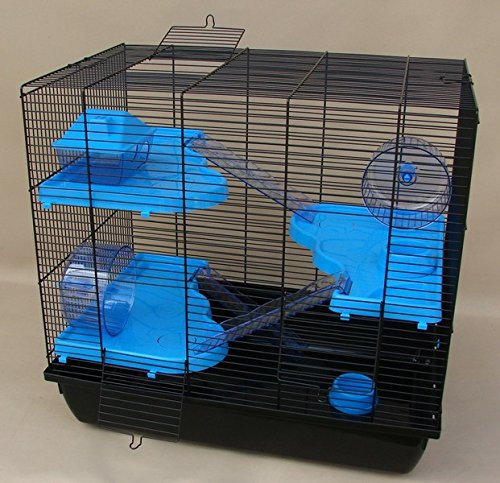Interzoo Nagerkäfig,Hamsterkäfig,Käfig, Teddy Gigant II Vollausstattung blau